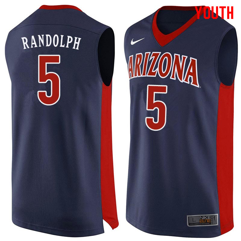 Youth Arizona Wildcats #5 Brandon Randolph College Basketball Jerseys Sale-Navy